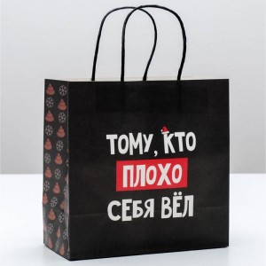 Пакет подарочный «Тому, кто плохо себя вёл» 22 × 22 × 11 см